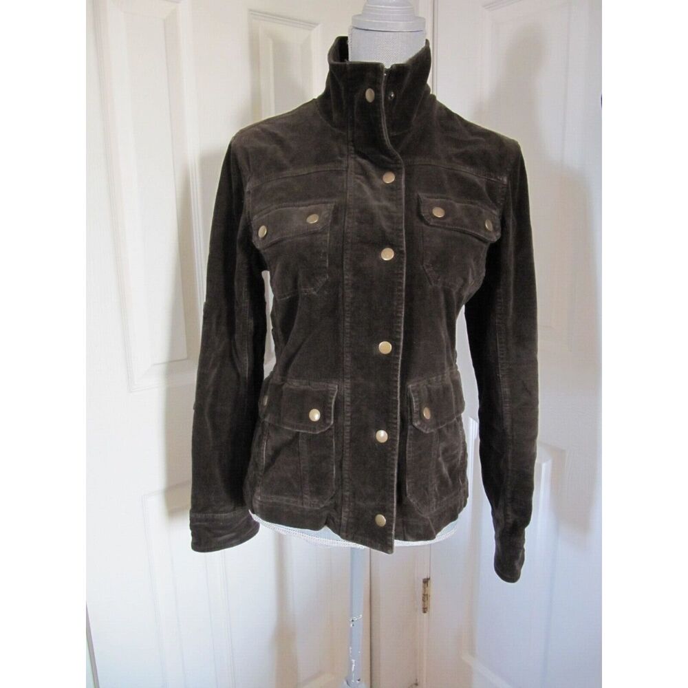 Kut From The Kloth Brown Zip Button Up Cotton Blend Corduroy Jacket Size XS